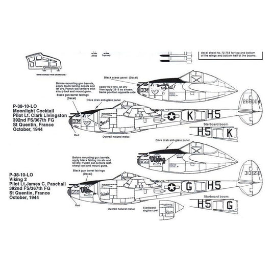 Superscale [MD72-756] P-38J/L Lightning 392nd FS, 367th FG, 1/72