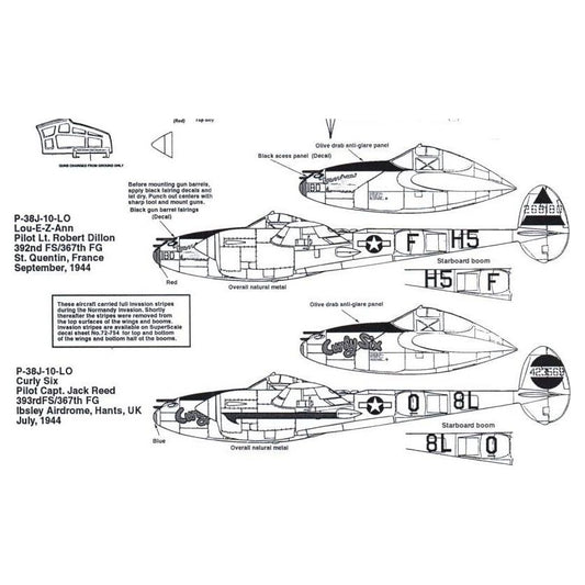 Superscale [MD72-757] P-38J Lightning, 392nd & 393rd FS, 367th FG, 1/72