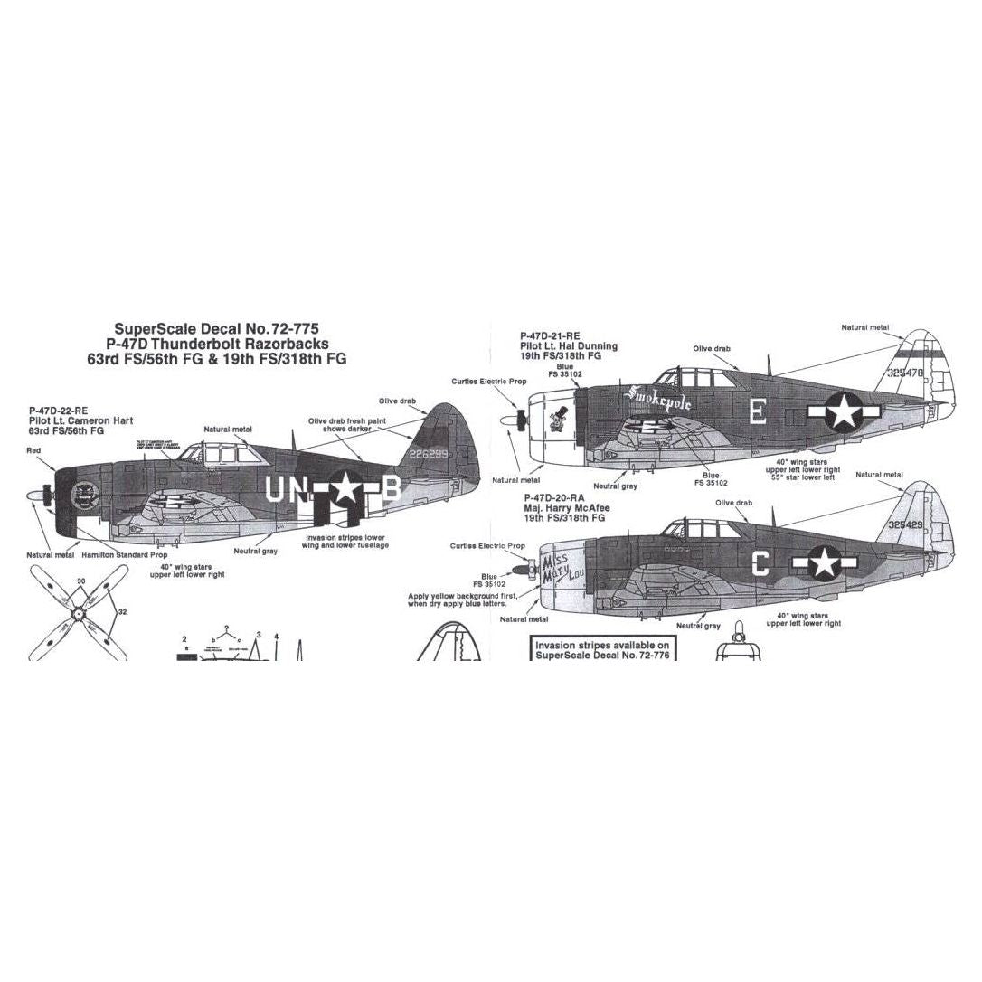 Superscale [MD72-775] P-47D Thunderbolts 63rd FS/56th FG, 19th FS/318th FG, 1/72