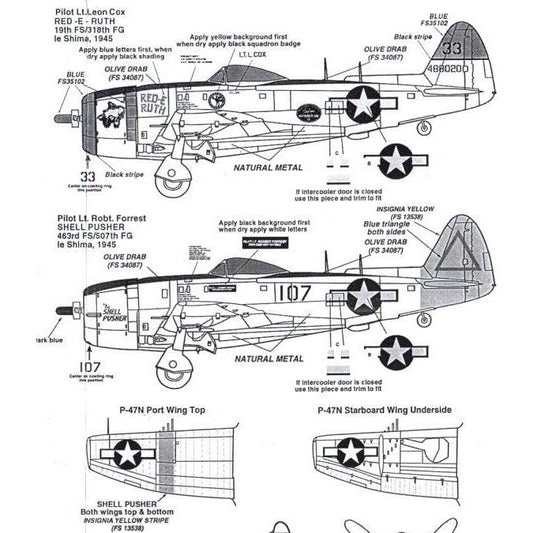 Superscale [MD48-574] P-47N Thunderbolts "Red-E-Ruth" & "The Shell Pusher", 1/48