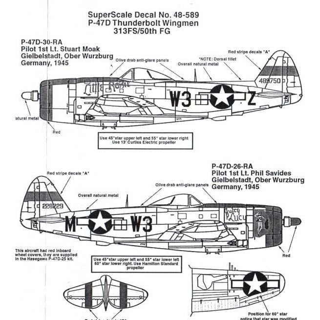 Superscale [MD48-589] P-47D Thunderbolt Wingmen, 313rd FS, 50th FG, 1/48