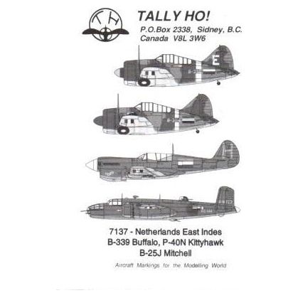 Tally Ho [7137] Dutch East Indies (KNIL) flag markings Buffalo B-339; B-25J Mitchell, P-40N Kittyhawk, 1/72