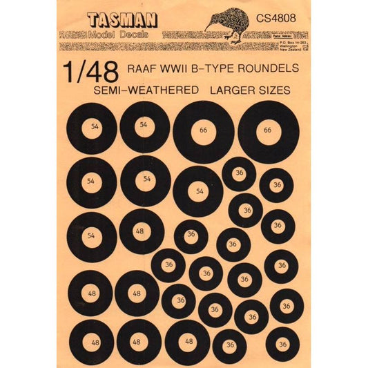 Tasman [CS4811] RAAF Type B roundels - semi-weathered (smaller sizes), 1/72