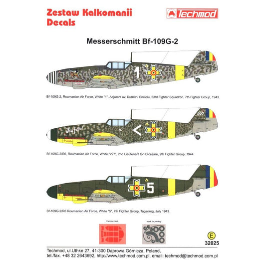 Techmod [32025] Messerschmitt Bf-109G-2 Romanian Airforce, 1/32