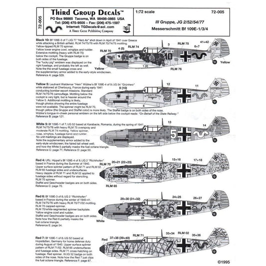 Third Group [72-005] Messerschmitt Bf-109-E1/3/4 - III/JG.2 JG.52, JG54 & JG.77, 1/72