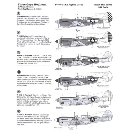 Three Guys Replicas [TGR72005] P-40N Warhawk - 49th FG, 1/72