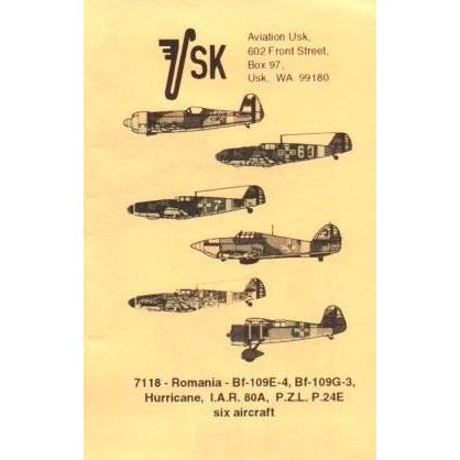 Aviation USK [7118] Romania: Bf-109F-4/G-3, Hurricane, IAR.80, PZL P.24E, 1/72