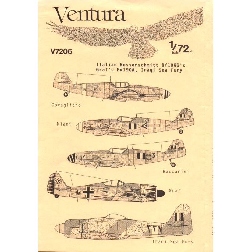 Ventura [V7206] Italian Bf-109G's, Graf's Fw-190 & Iraqi Hawker Sea Fury, 1/72