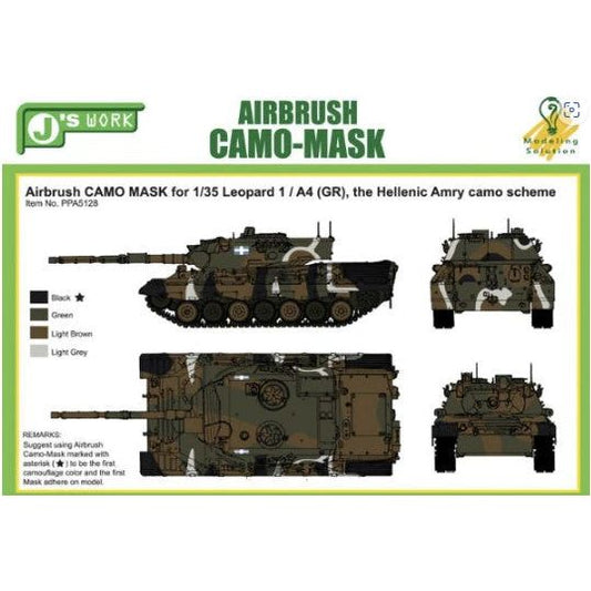 J Work [PPA5128] Camo-Mask for Leopard 1 A4 (GR), the Hellenic Army Camo Scheme, 1/35
